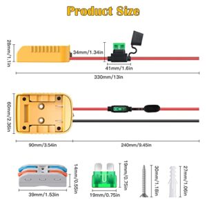 Power Wheels Adapter for Dewalt 20V Battery Adapter Power Wheels Battery Conversion Kit with Switch, Fuse & Wire Terminals, 12AWG Wire, Power Connector for DIY Ride On Truck, RC Car Toys and Robotics