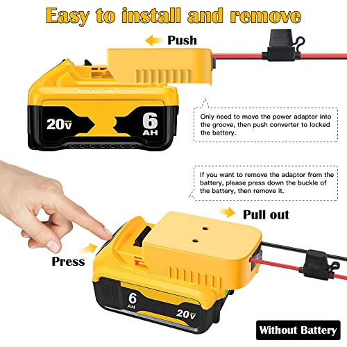 Power Wheels Adapter for Dewalt 20V Battery Adapter Power Wheels Battery Conversion Kit with Switch, Fuse & Wire Terminals, 12AWG Wire, Power Connector for DIY Ride On Truck, RC Car Toys and Robotics