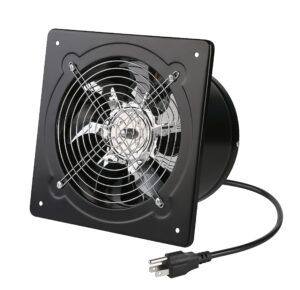 nalle 8 inch exhaust fan 80w 500cfm through-wall installation ventilation fan 110v exhaust smoke fan ventilation with power cord for kitchen,bathroom,laundry room,toilets,garage (black