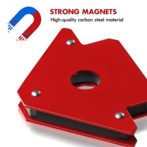 MANUSAGE 4pcs 3" 25lb Welding Magnet Arrow Welding Magnets and Clamps Magnetic Arrow Welder Metal Working Mig Tools and Equipment 45° 90° 135° Angle Magnet Holder, Red,Black