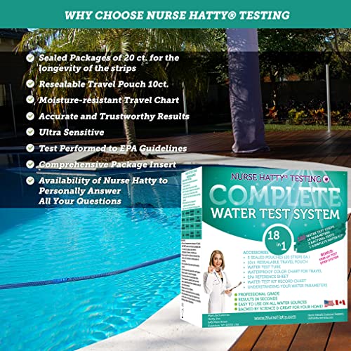 110ct - 18in1 Complete Premium Water Test Kit w 3in1 pH Kit & 2 Bacteria Tests | High-performance Strips Detect 18 Most Common Parameters for Drinking, Aquarium, Pool, Well, Lake & Tap for Home/Travel