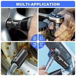 BSUXMAFG 5PCS Lug Nut Remover, 1/2-Inch Drive Bolt Nut Extractor Set, Easy Out Bolt Extractor Set for Damaged, Frozen, Studs, Rusted, Rounded-Off Bolts & Nuts Screws