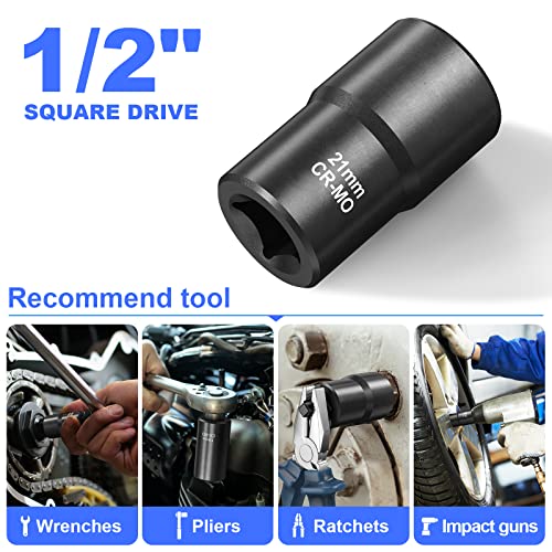 BSUXMAFG 5PCS Lug Nut Remover, 1/2-Inch Drive Bolt Nut Extractor Set, Easy Out Bolt Extractor Set for Damaged, Frozen, Studs, Rusted, Rounded-Off Bolts & Nuts Screws
