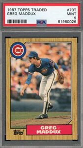 greg maddux 1987 topps traded baseball rookie card rc #70t graded psa 9