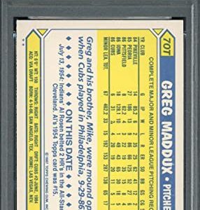 Greg Maddux 1987 Topps Traded Baseball Rookie Card RC #70T Graded PSA 9