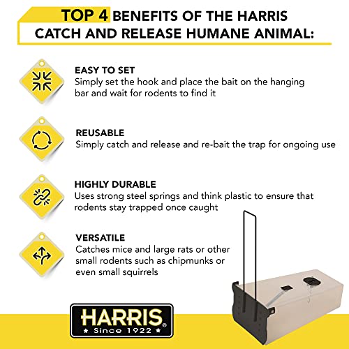 Harris Catch and Release Humane Animal and Rodent Cage Trap for Mice, Rats, Chipmunks, Small Squirrels, and Voles