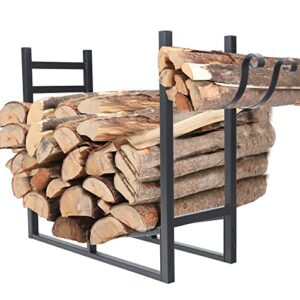 green party firewood rack with kindling holder, 3ft heavy duty metal firewood holder, 30" tall indoor/outdoor log rack wood holder for fireplace kindling wood storage and wood stove accessories