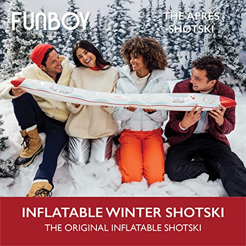 FUNBOY Plastic Inflatable Shot Board Ski, 4 Shot Capacity 6-feet Long, 4 Shot Cups Included, Apres Design, 2 Piece Set