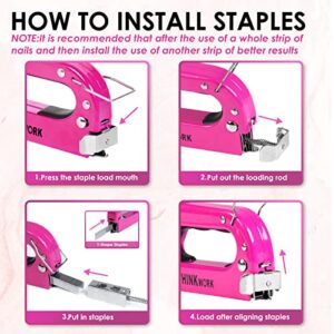 27Pc Staple Gun Set, Pink Staple Guns/Home Use, 3 in 1 Upholstery Staple Gun with 900 Staples, Stapler Gun for Wood Heavy Duty, Fabric, Crafts, Decoration DIY, Home Tool Kit Christmas Gift for Women