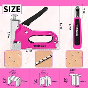 27Pc Staple Gun Set, Pink Staple Guns/Home Use, 3 in 1 Upholstery Staple Gun with 900 Staples, Stapler Gun for Wood Heavy Duty, Fabric, Crafts, Decoration DIY, Home Tool Kit Christmas Gift for Women
