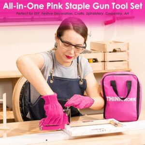 27Pc Staple Gun Set, Pink Staple Guns/Home Use, 3 in 1 Upholstery Staple Gun with 900 Staples, Stapler Gun for Wood Heavy Duty, Fabric, Crafts, Decoration DIY, Home Tool Kit Christmas Gift for Women