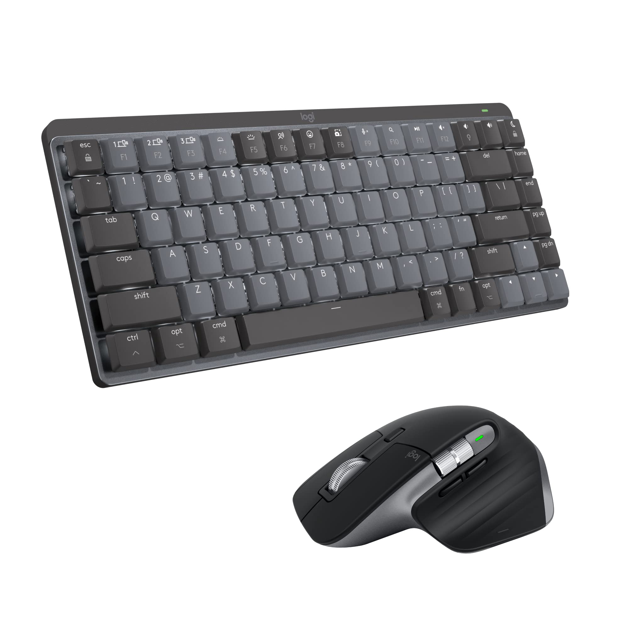 Logitech MX Mechanical Mini Keyboard + MX Master 3S Wireless Mouse for Mac - Low-profile Backlit Keys, Tactile Quieter Switches, 8K DPI Sensor, Quiet Clicks, USB-C,Bluetooth,macOS, iPadOS - Space Grey