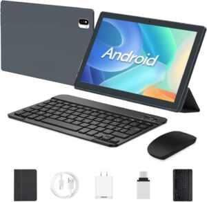 aoyodkg tablet 2 in 1, 10.1 inch android tablet with keyboard, case mouse, 8gb ram+64gb rom(1tb expand), octa-core processor, 1920x1200 ips hd display, games, wi-fi, bluetooth, ayo-a10 (gray)