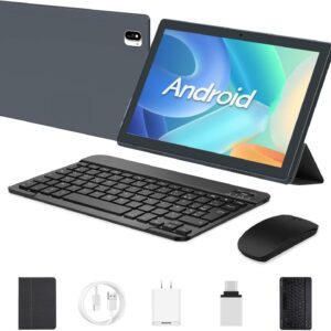 AOYODKG Tablet 2 in 1, 10.1 inch Android Tablet with Keyboard, Case Mouse, 8GB RAM+64GB ROM(1TB Expand), Octa-Core Processor, 1920x1200 IPS HD Display, Games, Wi-Fi, Bluetooth, AYO-A10 (Gray)