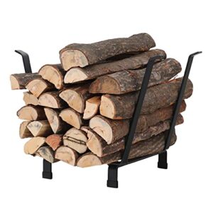 green party firewood rack 20 inch indoor/outdoor firewood holder, log rack wood holder for fireplace, kindling wood storage and wood stove accessories(black)