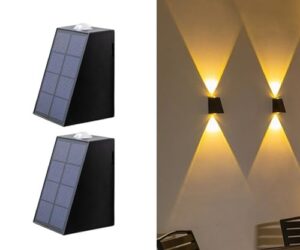 aslidecor solar wall lights up and down,warm white fence lighting waterproof deck step light for arbor patio yard