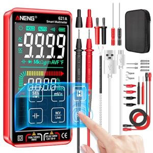 aneng digital multimeter tester smart touch trms auto-ranging 9999counts rechargeable anti-burning ohm amp voltmeter with ncv,dc/ac current,voltage,resistance diodes,continuity,capacitance,temperature