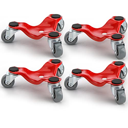 ZEAYEA 4 Pack Steel Tri-Dolly, 200 lbs Load Capacity 3 Wheel Mover's Dolly for Moving Furniture, Appliances, Cabinet, Table, Piano, 6.3 Inch