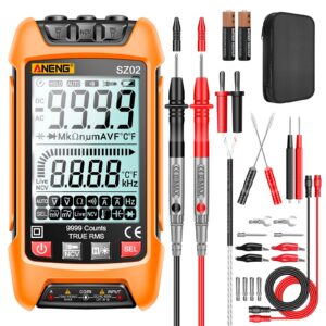 aneng digital multimeter smart testers trms 9999 counts anti-burning ohm amp volt meter measures ncv,ac/dc current/voltage,resistance,continuity,capacitance,diodes,auto-ranging electrical tools