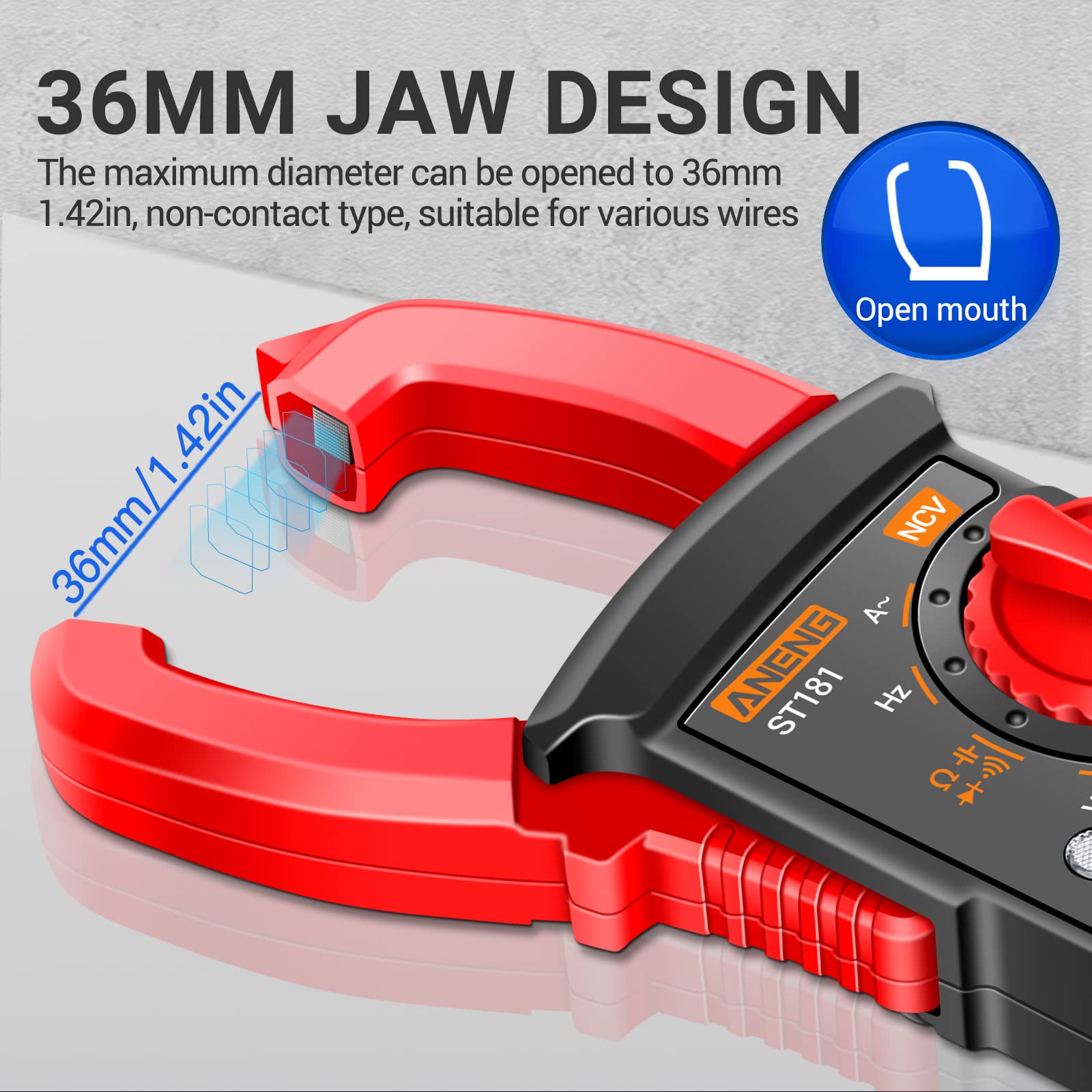 ANENG Digital Clamp Meter Multimeter Tester 4000 Counts with NCV Amp Ohm Volt Measures AC Current, AC/DC Voltage,Capacitance, Resistance, Diodes, Continuity Frequency Backlight Electrican Tools