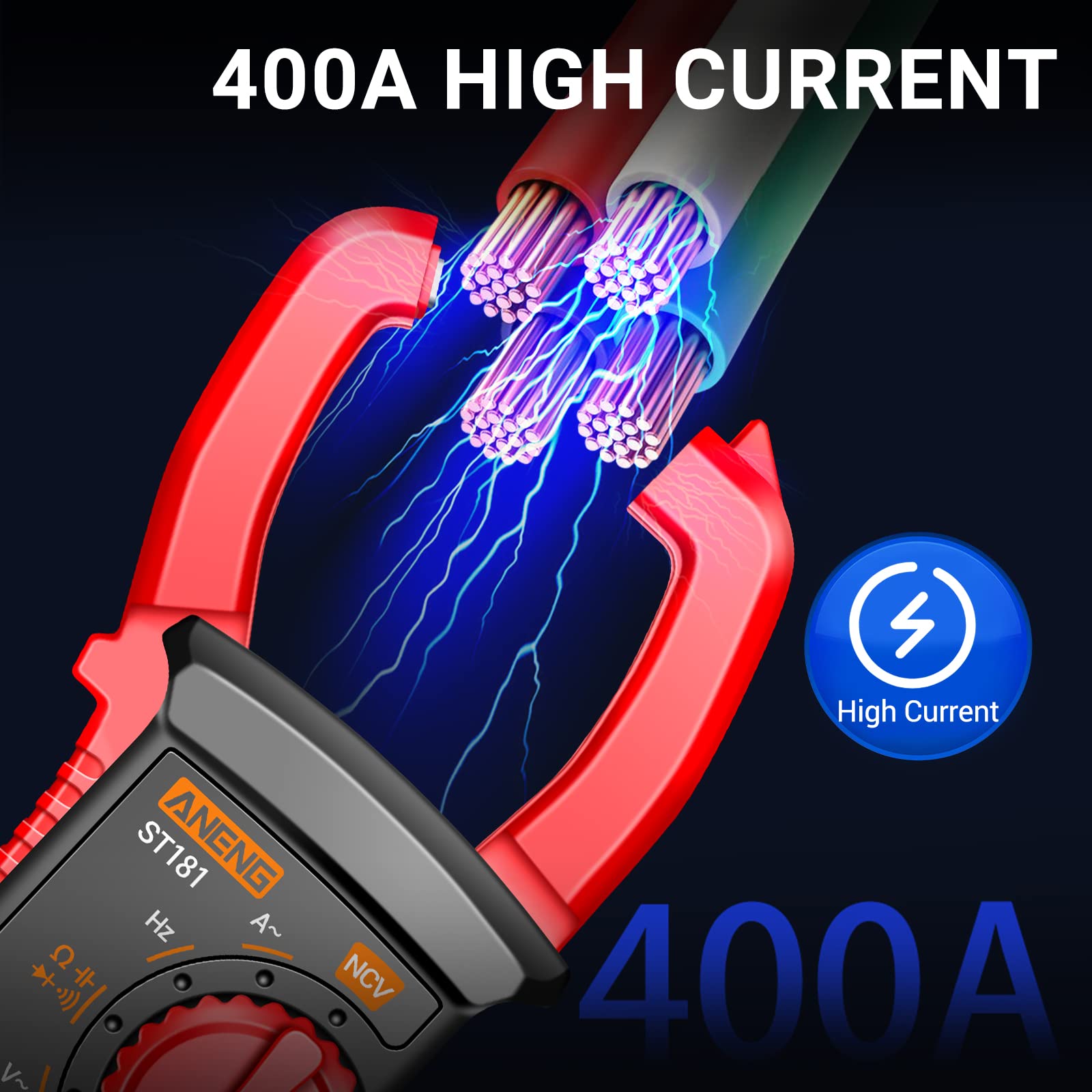 ANENG Digital Clamp Meter Multimeter Tester 4000 Counts with NCV Amp Ohm Volt Measures AC Current, AC/DC Voltage,Capacitance, Resistance, Diodes, Continuity Frequency Backlight Electrican Tools