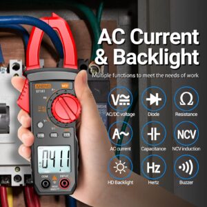 ANENG Digital Clamp Meter Multimeter Tester 4000 Counts with NCV Amp Ohm Volt Measures AC Current, AC/DC Voltage,Capacitance, Resistance, Diodes, Continuity Frequency Backlight Electrican Tools