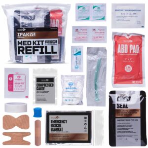 tacticon v1 ifak | tactical trauma refill kit | first aid | vented chest seal | combat tourniquet | compressed gauze | npa nasopharyngeal airway | bandages | medical tape | gloves | emergency supplies