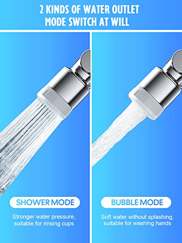 Faucet Extender, 1080 Degree Swivel Faucet Aerator, Large-Angle Rotating Splash Filter Faucet with 2 Water Outlet Modes, Bathroom Rotatable Multifunctional Extension Faucet for Washing Eye/Hair/Face