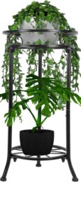 plant stands indoor,tall metal potted plant display holder 2 tier patio flower pot stands anti-rust heavy duty multiple stand holder shelf rack(20.3'')
