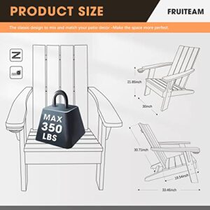 FRUITEAM Adirondack Chair Leisure Line, Wide Outdoor Fire Pit Chairs with Cup Holder, Weather-Resistant Patio Chair, Ergonomic Lounge Chair for Yard,Deck,Garden,Lawn, Max Weight 350lbs, Taupe