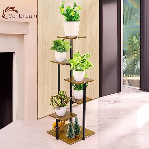 VonDream 5 Tier Plant Stand Indoor, Tiered Plant Stands for Indoor Plants Multiple, Corner Flower Stand for Living Room, Multi-Layer Vintage Design Plant Shelf