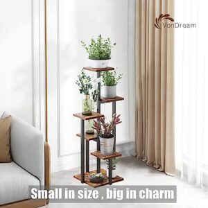 VonDream 5 Tier Plant Stand Indoor, Tiered Plant Stands for Indoor Plants Multiple, Corner Flower Stand for Living Room, Multi-Layer Vintage Design Plant Shelf