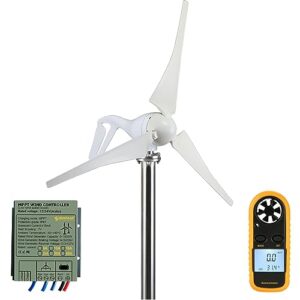smaraad 600w 24v wind turbine generator 3 blade, wind generator kit with charge controller for home, rv, hybrid solar wind system