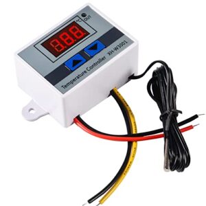 2Pcs Digital LED Temperature Controller Module 220V Digital Thermostat Switch Electronic Thermostat with Waterproof Probe Programmable Heating Cooling XH-W3001