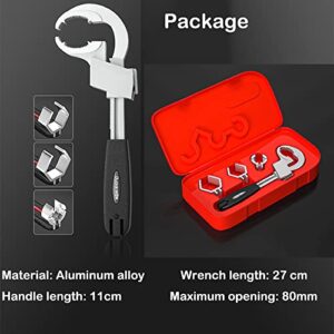 Universal Adjustable Double Ended Wrench,Pipe Wrench,Ratcheting Crescent Adjustable Wrench,Maximum Opening 80mm for Disassembly Assembly of Sanitary Ware,Plumbing Repair, Furniture Installation