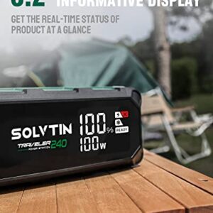 SOLVTIN 224Wh Portable Power Station with 2500A Jump Starter, Lithium Battery Backup with 120W AC Outlet, PD100W USB-C Bilateral Port, LED Light, Power Bank for Camping Home Office (Traveler 240)