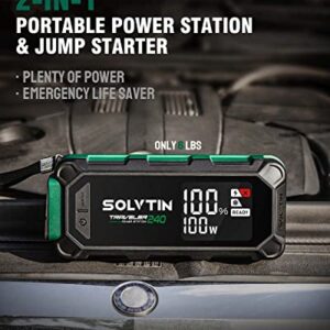 SOLVTIN 224Wh Portable Power Station with 2500A Jump Starter, Lithium Battery Backup with 120W AC Outlet, PD100W USB-C Bilateral Port, LED Light, Power Bank for Camping Home Office (Traveler 240)