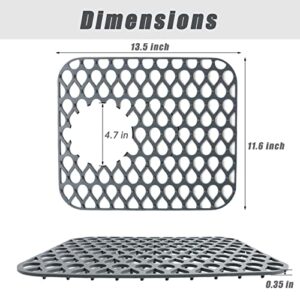 2-Pack Kitchen Sink Mat, Silicone Sink Mats for Stainless Steel Sink, Sink Protectors for Kitchen Sink, Silicone Drying Mat Dish Dryer Mats, Can be Cut for Center Drain or Rear Drain (13.58"x11.6")