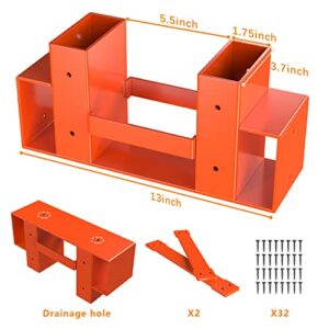 Mr IRONSTONE Firewood Log Storage Rack Bracket Kit, Adjustable Wood Rack Length Based on the Amount of Wood, for Outdoor Indoor Patio Deck Metal Log Holder Outdoor Tools with 34 Accessories Orange