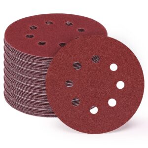 Hongway 72pcs Sanding Discs Set 5 Inch Orbital Sander Sandpaper, Hook and Loop Orbit Sander Pads, 60 120 180 240 320 400 600 800 Grit 8 Hole for Power Random Sander