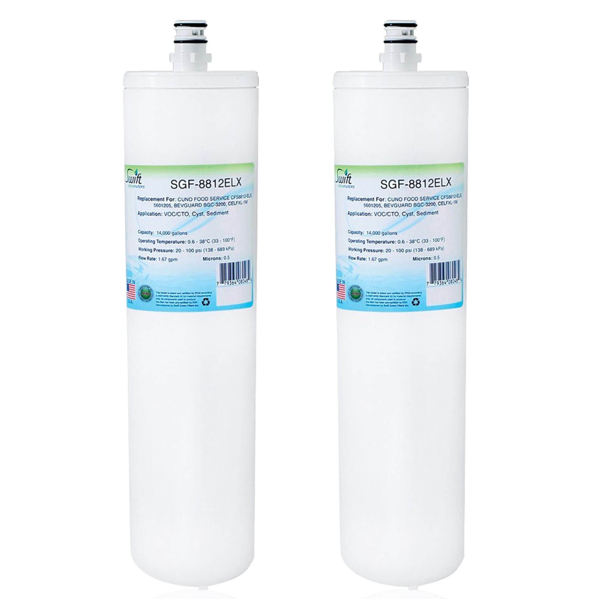 Swift Green Filters SGF-8812ELX Compatible Water Filter for BGC-3200,CELFXL-1M,CFS8812-ELX,5601205, (2 Pack),Made in USA