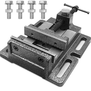 bench vise, quick release drill press vise 4" vise, heavy duty cast iron industrial milling vise,4" jaw width, 4.3" jaw opening, vise clamp for workbench benchtop drill presses mill