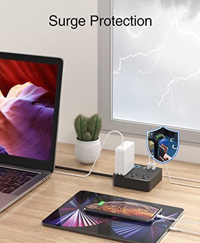 GHome Smart Smart Power Strip, 3 USB Ports and 3 Individually Controlled Smart Outlets, WiFi Surge Protector, Smart Home Office Cruise Ship Travel Multi-Plug Extender Flat Plug, 10A, Black (WP9-BK)