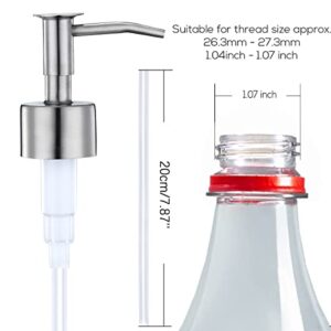 AUNRGO Silver Soap Dispenser Pump Replacement - Brushed Finish 304 Stainless Steel Hand Liquid Soap and Lotion Dispenser Pumps Replacement for Regular Mouth Bottles, Standard 28/400 Neck Size,2 Pack