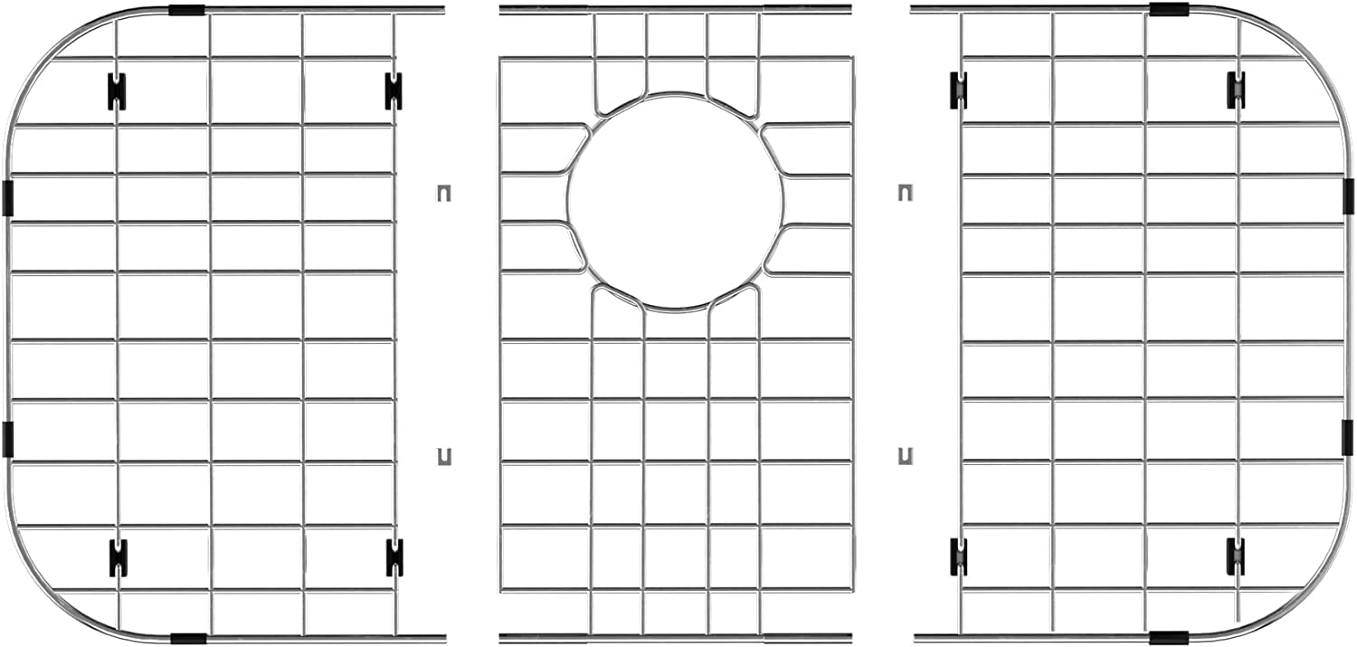 SANNO Sink Grid Sink Protector Grid 26"L X 14"W Kitchen Sink Protector Bottom Grid with Corner Radius Rear Drain Hole, 304 Stainless Steel for Kitchen Sink Grate