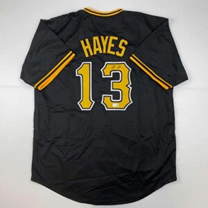 autographed/signed ke'bryan hayes pittsburgh black baseball jersey beckett bas coa