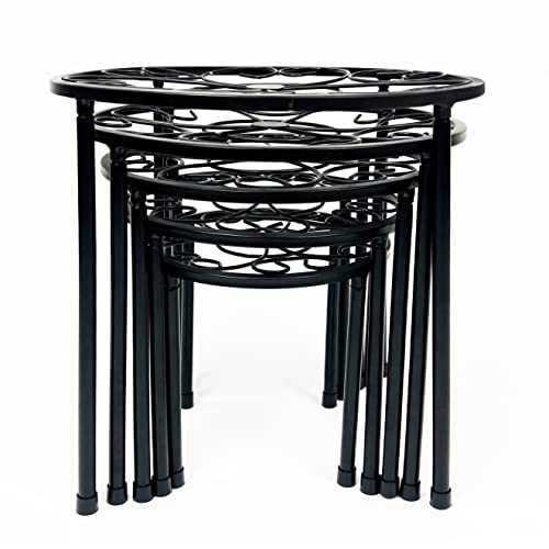 HAINARverS Metal Plant Stands 5-Pack, Heavy Duty Rustproof Iron Corner Flower Pot Stand Holder,Round Supports Display Rack Tiered Plant Stand Shelf For Indoor And Outdoor Multiple (Black)