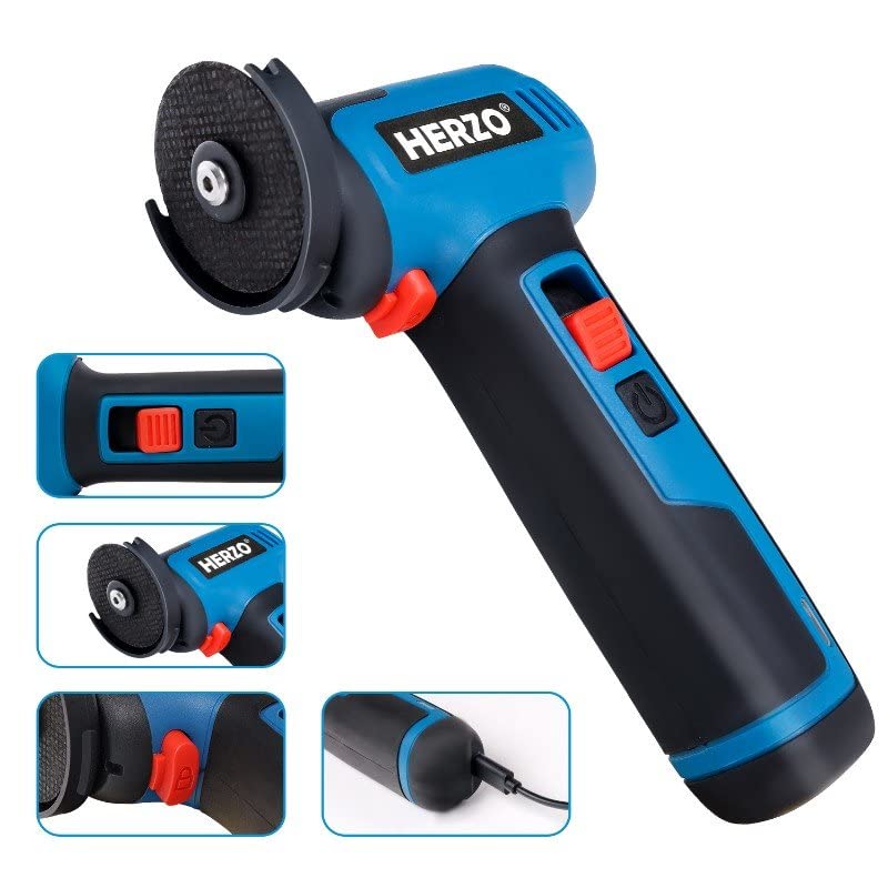 HERZO Mini Angle Grinder Cordless 2 inch, 7.2V Lithium Brushless Grinder Tool for Cutting, Grinding