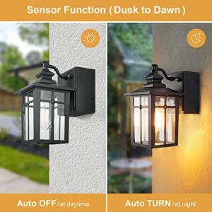 SIEPUNK Porch Light with Outlet, Dusk to Dawn Outdoor Light with GFCI Outlet, Anti-Rust Outdoor Wall Lantern Exterior Light Fixture, Outside Lights for House Front Door Patio Garage, Bulb Included