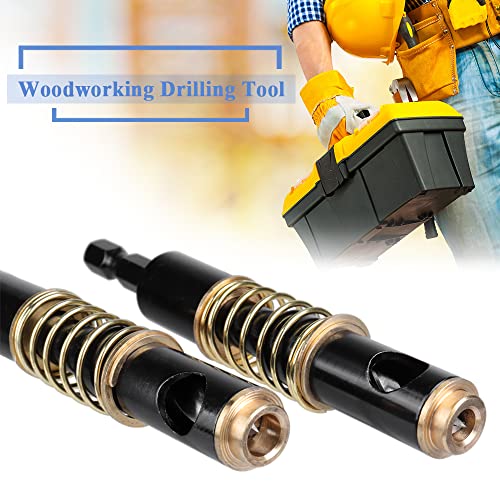 Mesee 2 Pcs 1/4 Inch Hex Shank Center Drill Bit Set, 5mm & 1/4'' Door Hinge Self Centering Tapper Core Hole Opening Puncher Reaming Bits Woodworking Drilling Tools for Window Cabinet